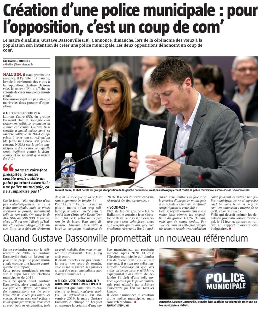 20180116 police municipale VdN revue de presse