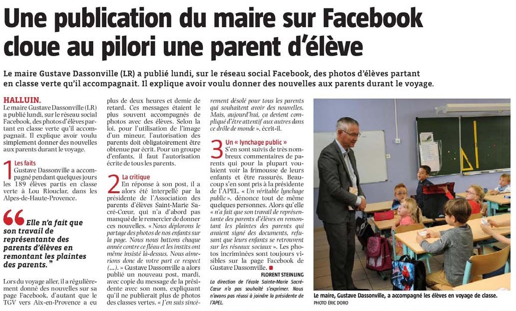 20180928 Facebook photo lves Maire VdN revue de presse