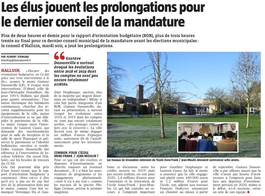 20200213 Dernier Conseil Municipal VdN revue de presse