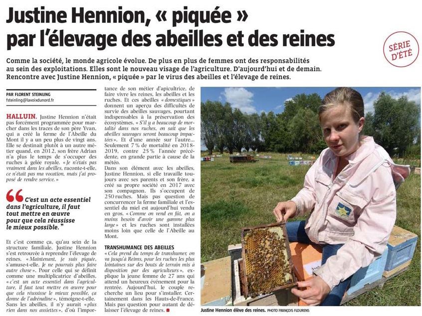 20190801 Justine Hennion levage abeilles VdN revue de presse