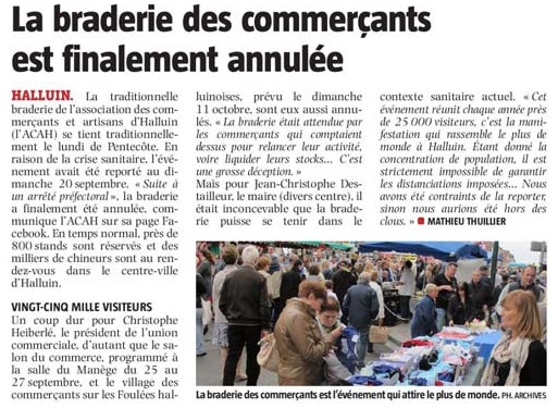 20200905 Braderie 20 sept Halluin annule VdN evue de presse