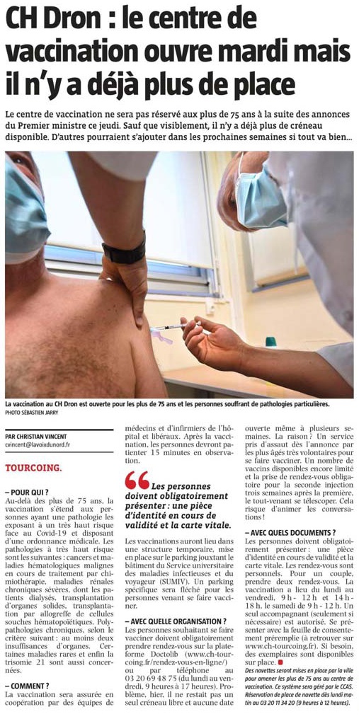 20210117 Dron Vaccinations Rndez vous VdN revue de presse