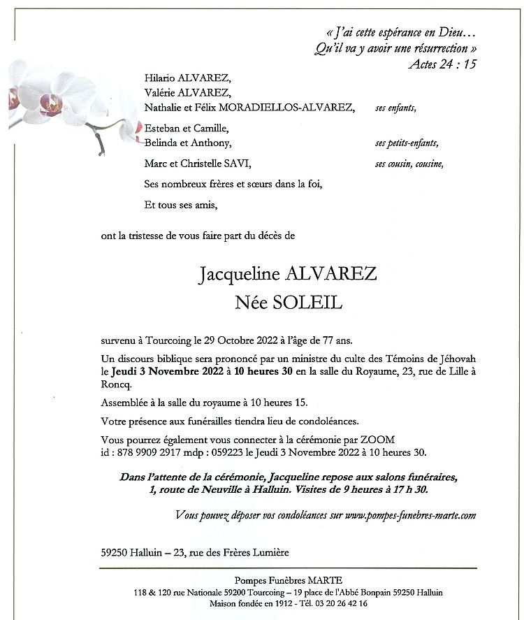 ALVAREZ SOLEIL Faire part