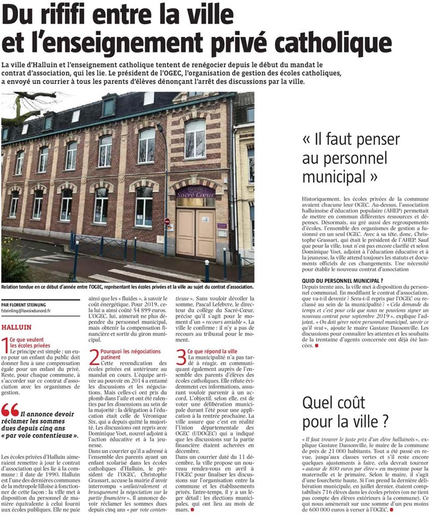 20200206 Ens catholique et Mairie VdN revue de presse