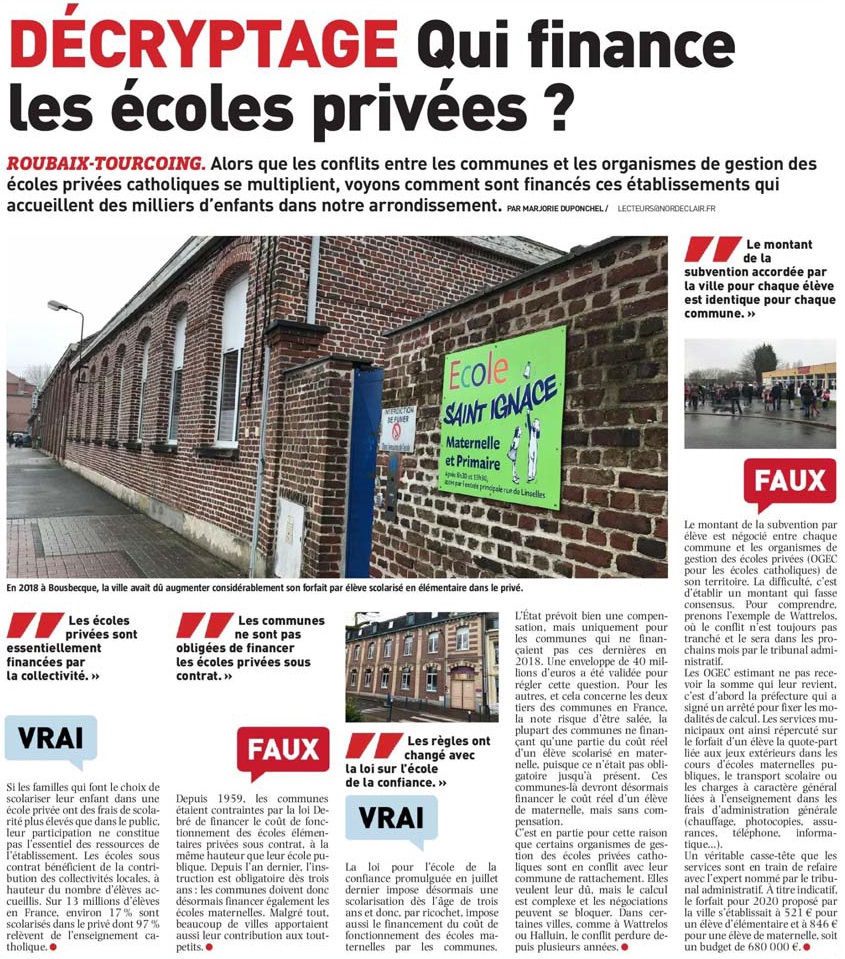 20200207 Financement coles prives NE REVUE DE PRESSE