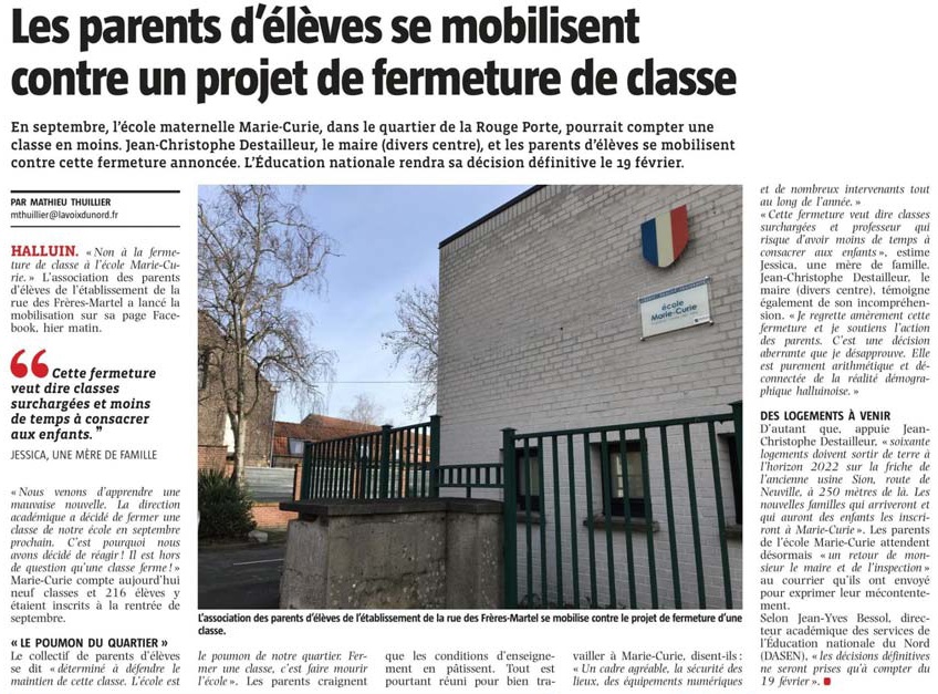 20210123Fermeture de classe Marie Curie Vdn evue de presse