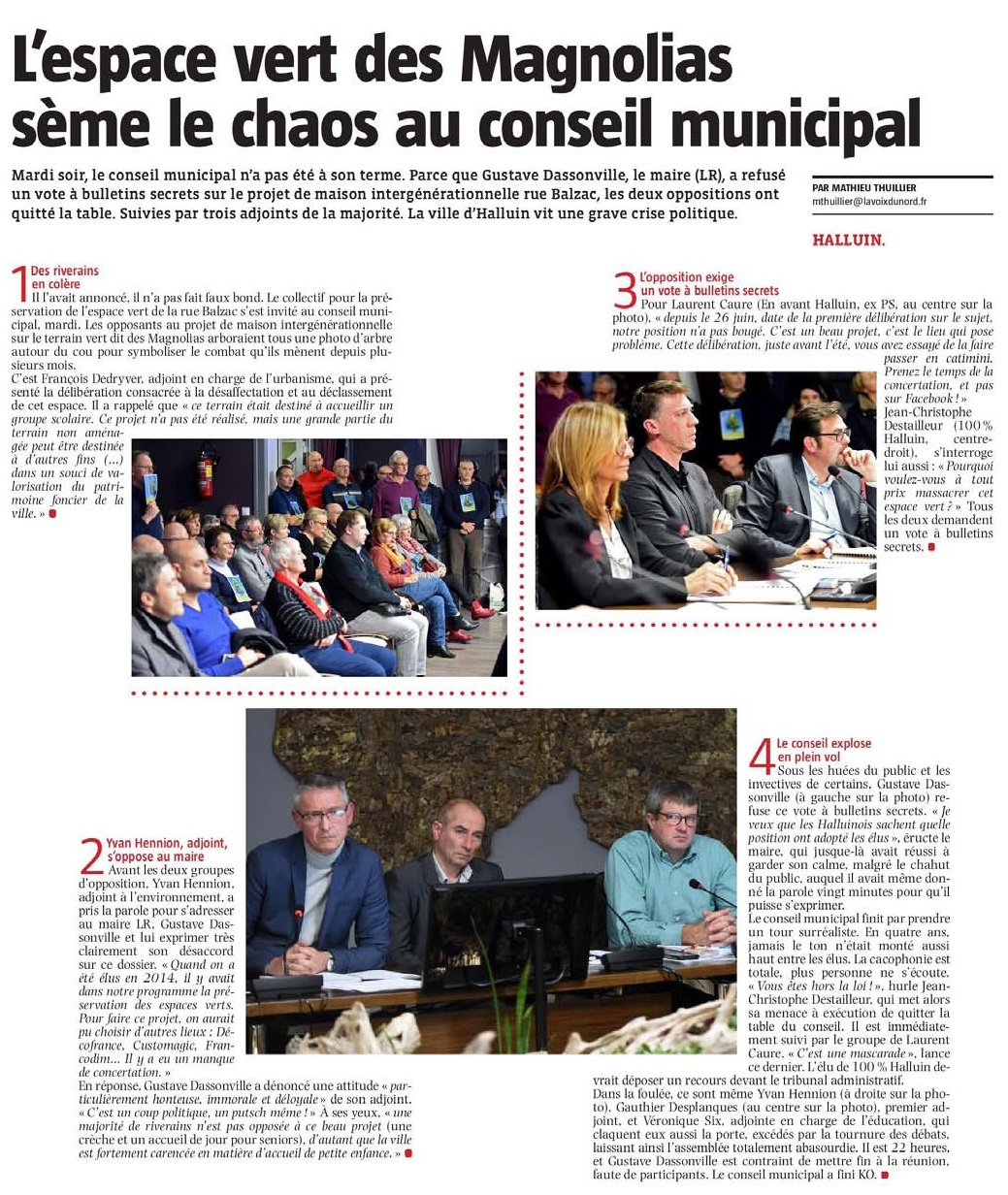 20181213 Cconseil municipal terrain balzac VDN revue de presse