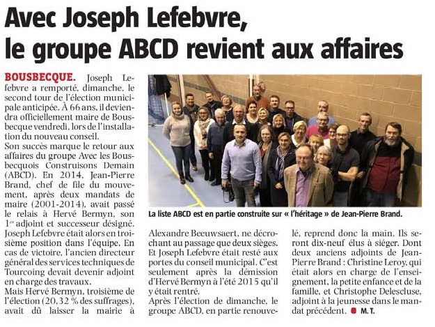 20181218 Nouvelle liste lue Bousbecque VdN revue de presse