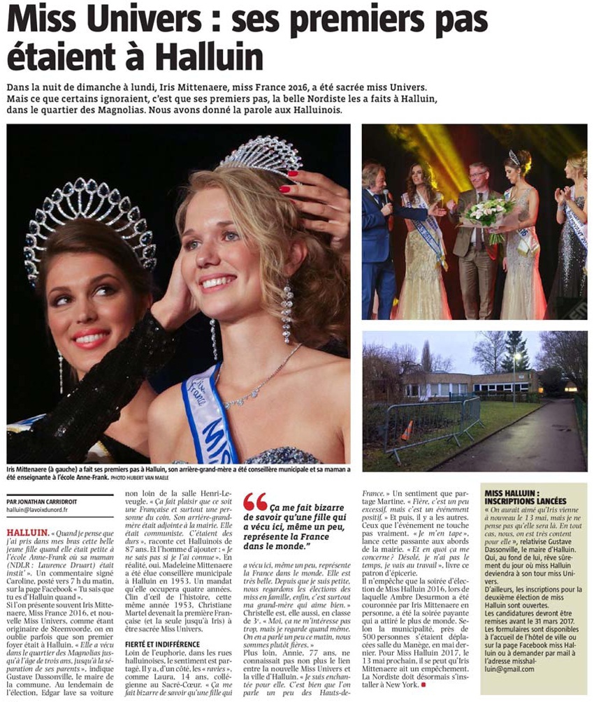 170131 Iris Mittenaere Miss Univers VdN et NE revue de presse