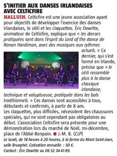 20191123 Danses irlandaises Halluin VdN revue de presse