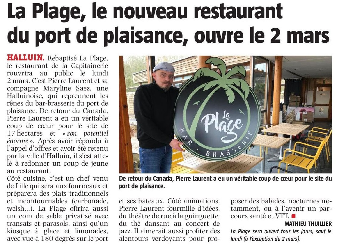 20200223 restaurant la plage VdN revue de presse