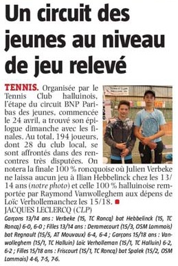 170516 Tennis Halluinois NE revue de presse