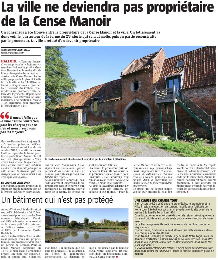 170516 Cense Manoir Bon article 2 VdN revue de presse