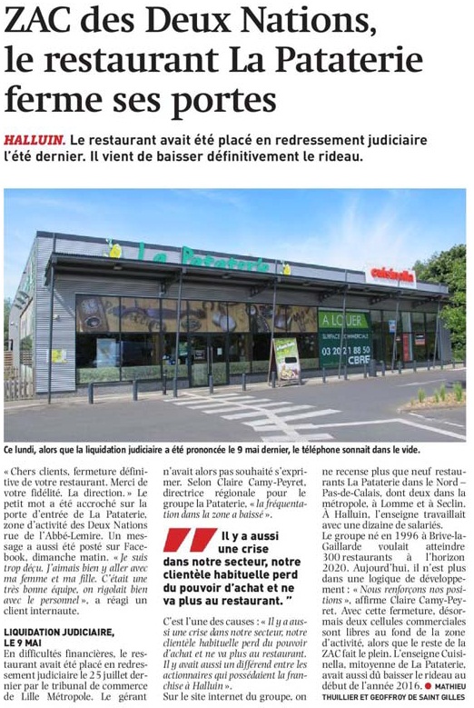 20170524 Restaurant La Pataterie Fermeture Mai 2017