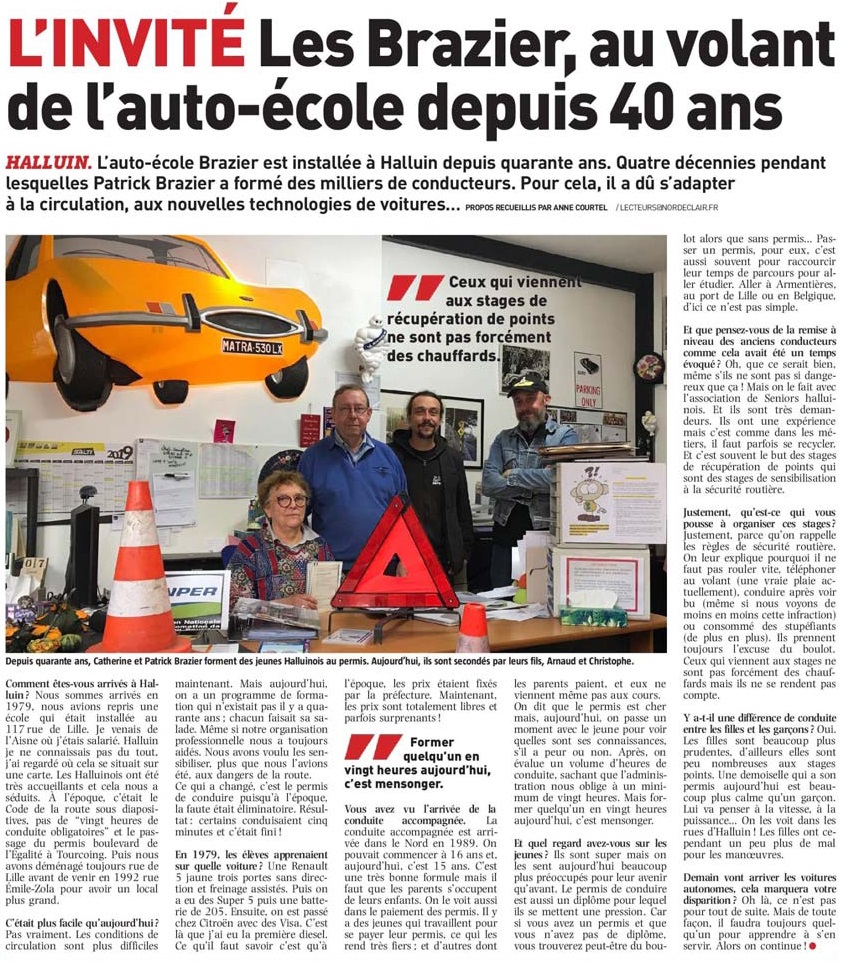 20191014 Auto Ecole Brazier 40 ans VdN revue de presse