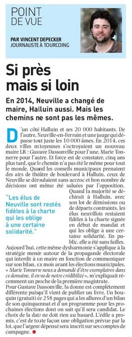20190913 Point de vue Maires Halluin Neuville NE revue de presse