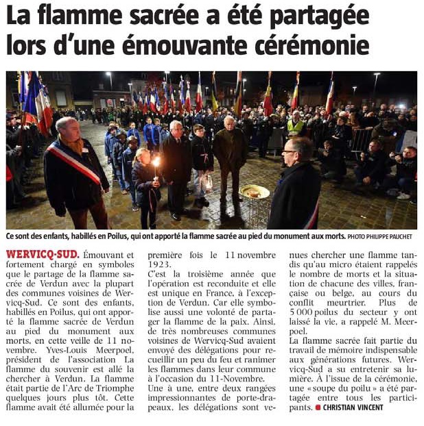 20181111 Flamme sacre de Verdun Wervicq Sud VdN revue de presse