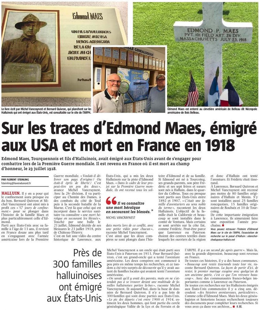 20200723 ARPH Maes Emigr en Amrique VdN revue de presse