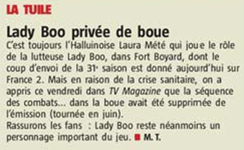 20200711 Lady Boue Halluinoise Fort Boyard VdN revue de presse