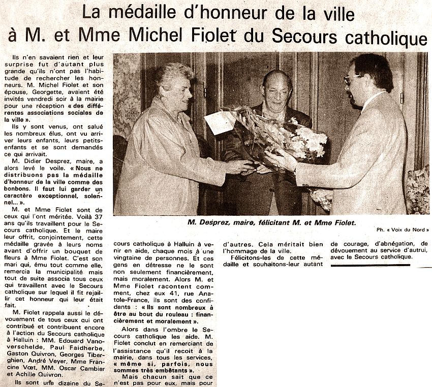 Fiolet Mdaille Honneur 1988 BD2758