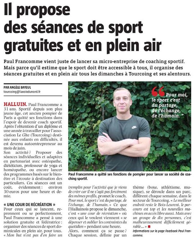 20180901 Paul Francomme NE Sport gratuit revue de presse